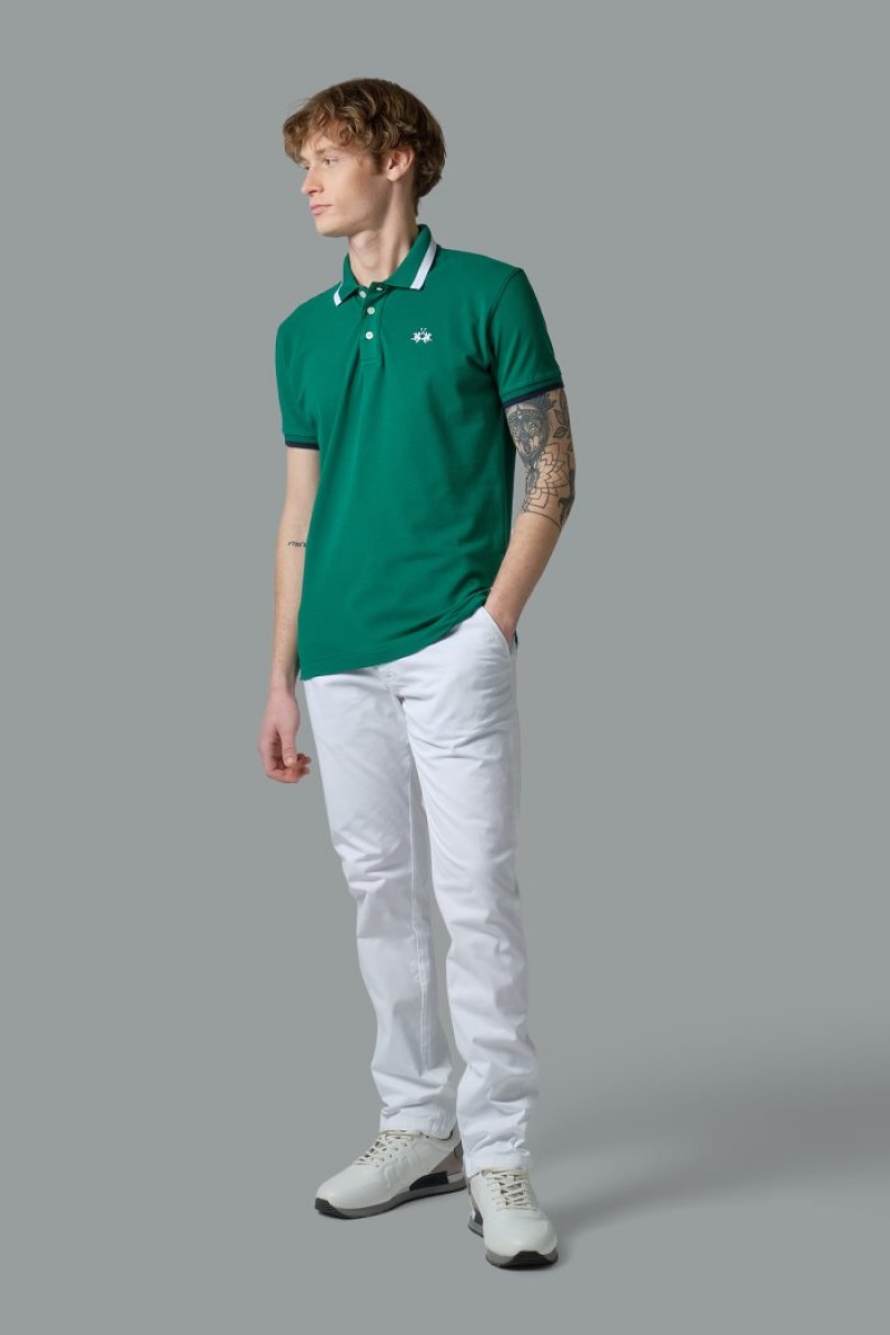 Polo La Martina Slim-fit Stretch Piqué Hombre Verde Chile | CIG-7548