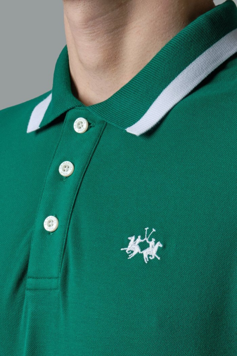 Polo La Martina Slim-fit Stretch Piqué Hombre Verde Chile | CIG-7548