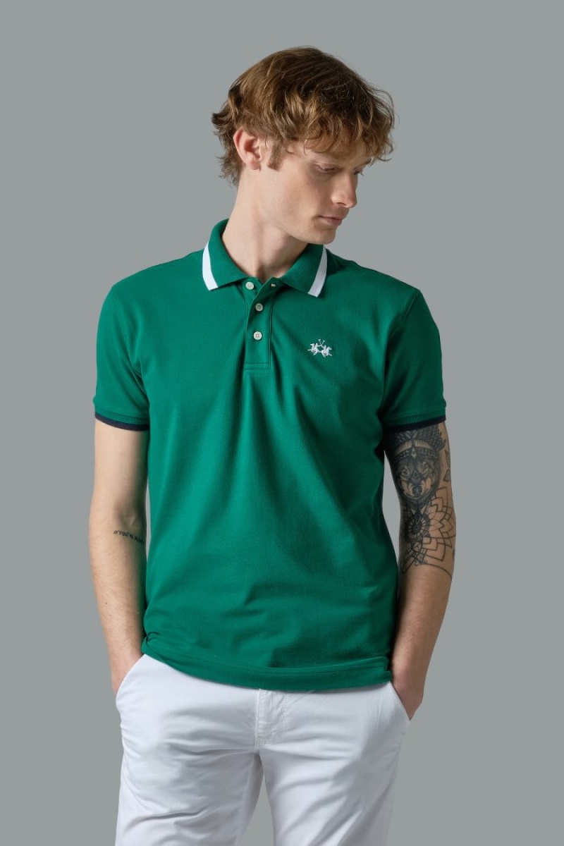 Polo La Martina Slim-fit Stretch Piqué Hombre Verde Chile | CIG-7548