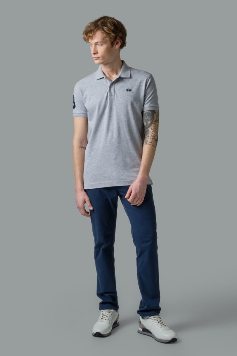 Polo La Martina Slim-fit Stretch Piqué Hombre Gris Claro Chile | NUM-0938