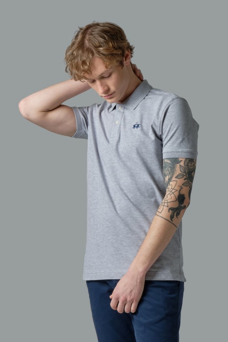 Polo La Martina Slim-fit Stretch Piqué Hombre Gris Claro Chile | NUM-0938