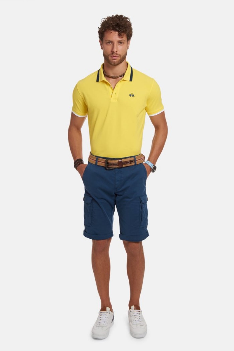 Polo La Martina Slim-fit Stretch Piqué Hombre Amarillo Chile | LJC-2801