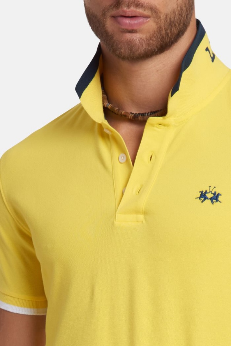 Polo La Martina Slim-fit Stretch Piqué Hombre Amarillo Chile | LJC-2801