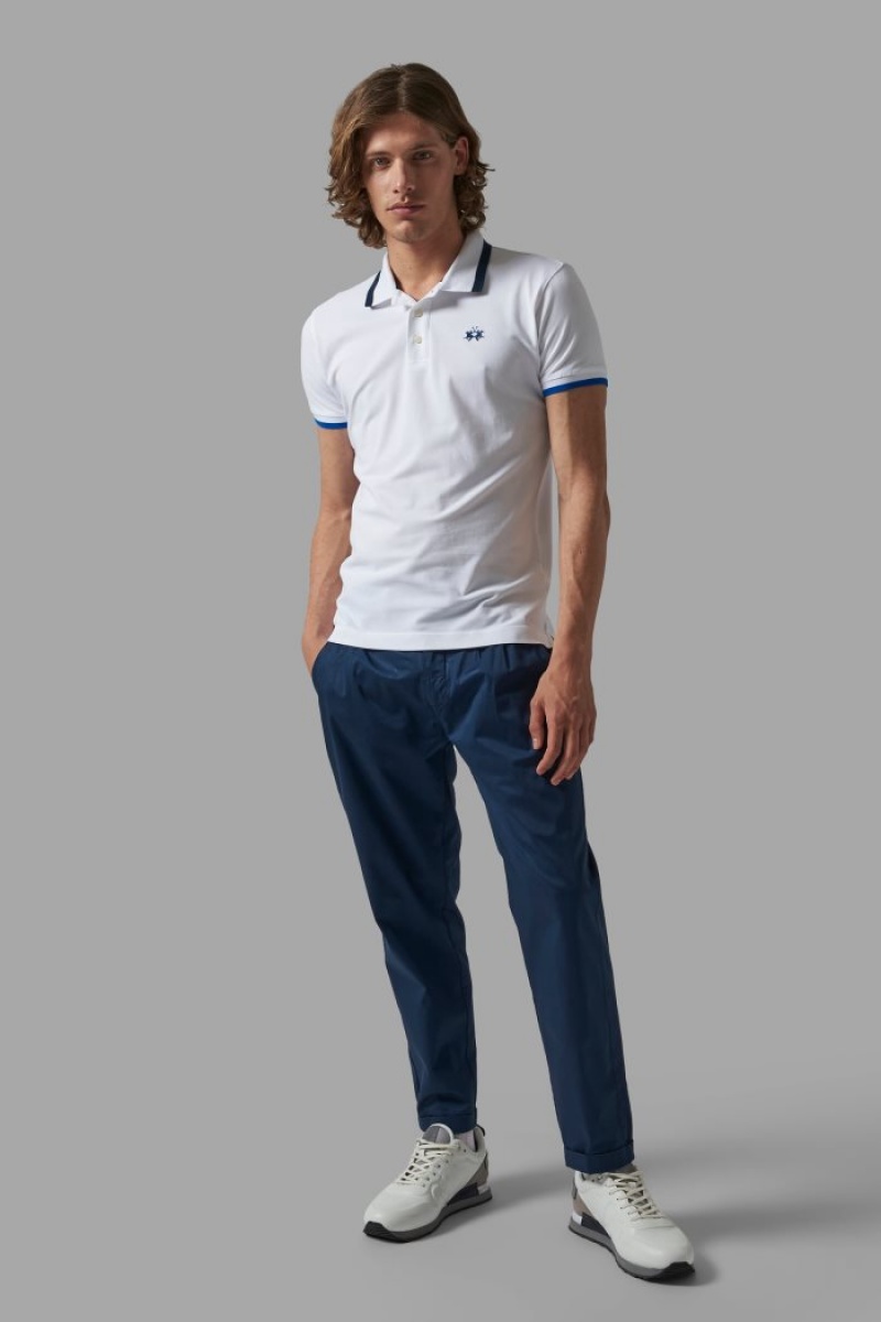 Polo La Martina Slim-fit Stretch Piqué Hombre Blancas Chile | RWE-0807