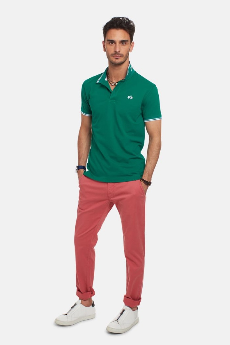 Polo La Martina Slim-fit Stretch Piqué Hombre Verde Chile | UGM-8390