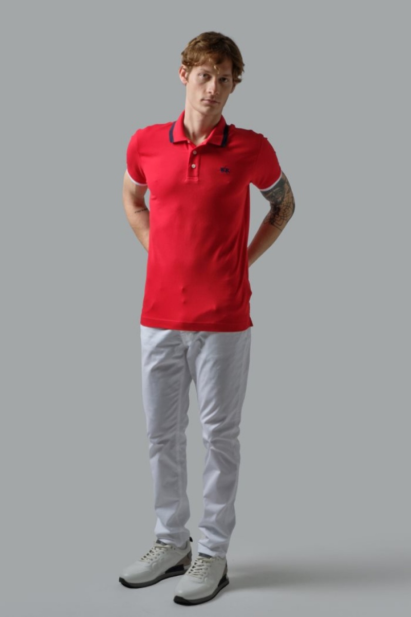 Polo La Martina Slim-fit Stretch Piqué Hombre Rojas Chile | JVR-5639