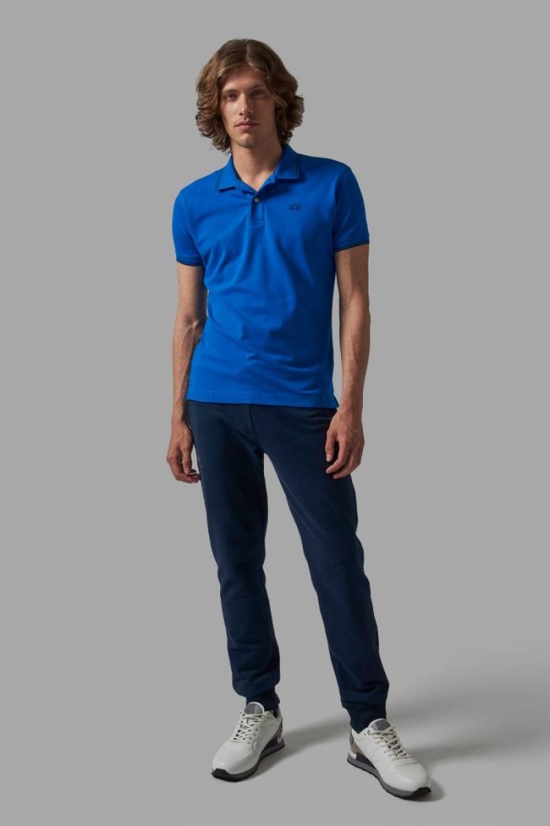 Polo La Martina Slim-fit Stretch Piqué Hombre Azules Chile | YBE-7734