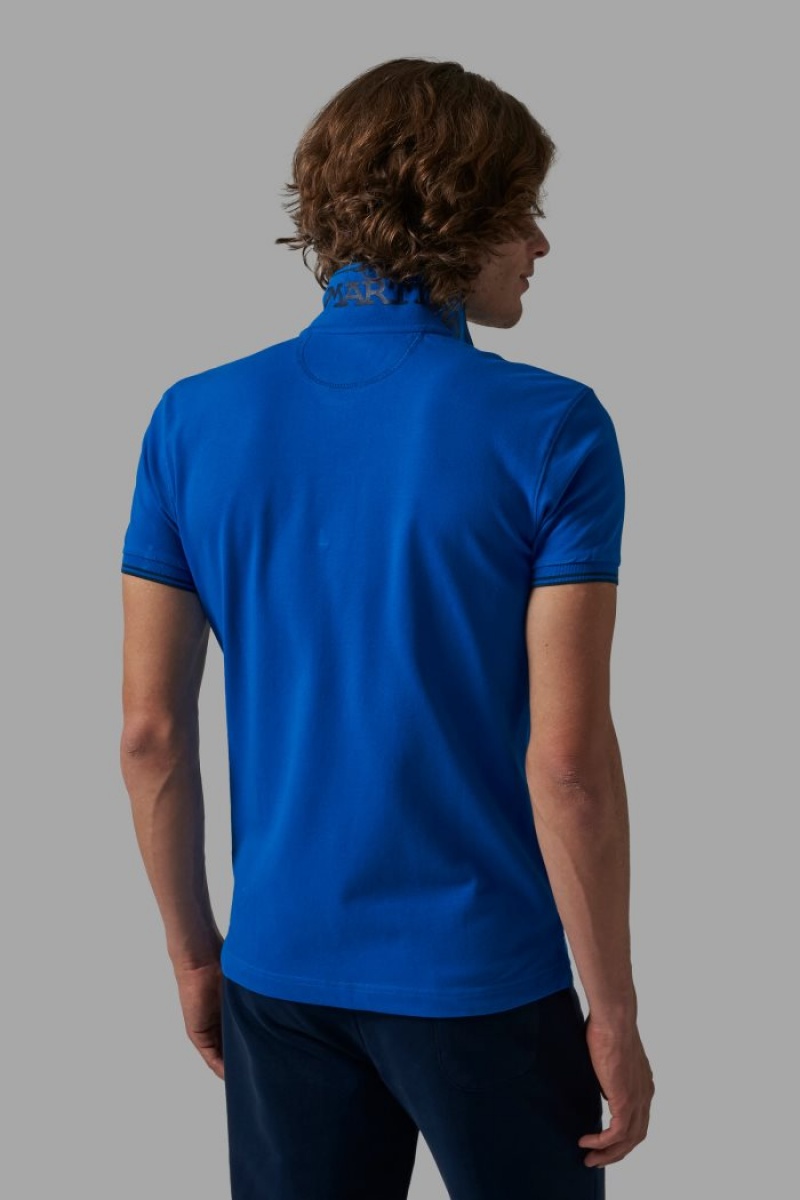 Polo La Martina Slim-fit Stretch Piqué Hombre Azules Chile | YBE-7734