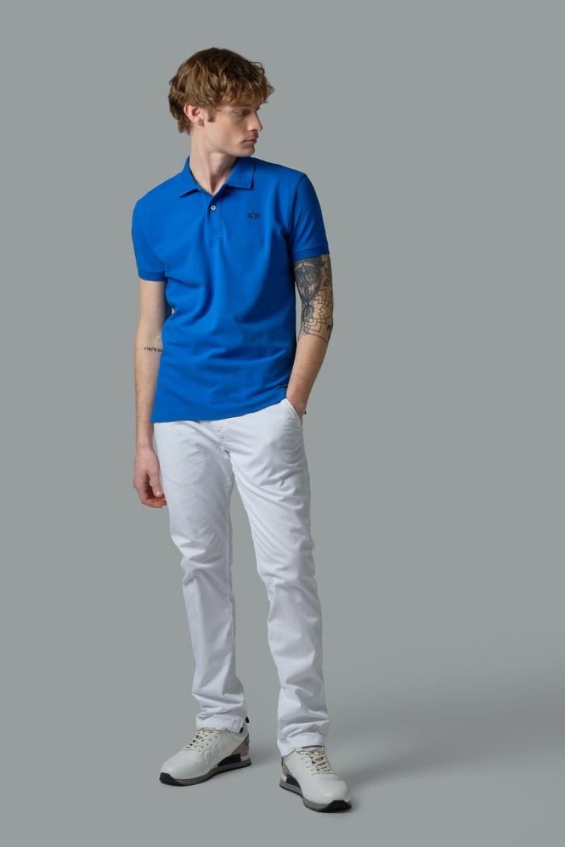 Polo La Martina Slim-fit Stretch Piqué Hombre Azules Chile | XIU-3553