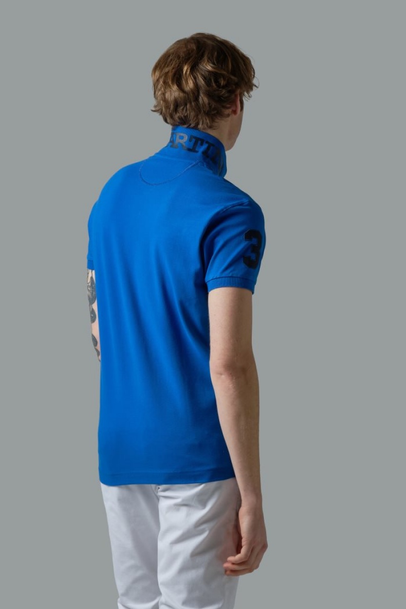 Polo La Martina Slim-fit Stretch Piqué Hombre Azules Chile | XIU-3553