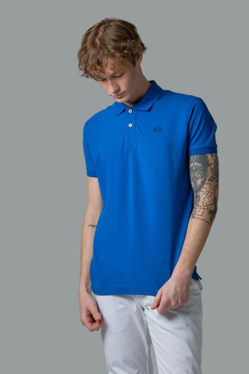 Polo La Martina Slim-fit Stretch Piqué Hombre Azules Chile | XIU-3553