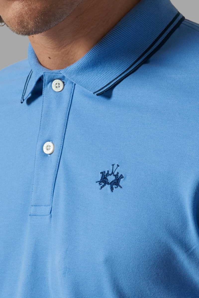 Polo La Martina Slim-fit Stretch Piqué Hombre Azules Chile | LDA-6533