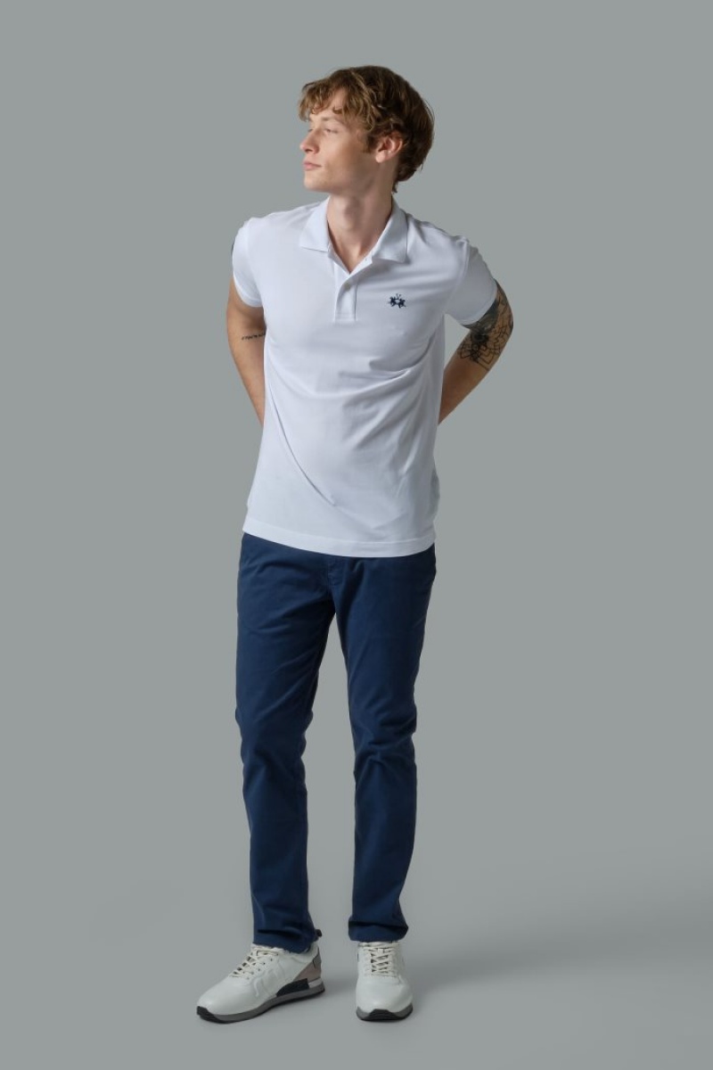 Polo La Martina Slim-fit Stretch Piqué Hombre Blancas Chile | VSE-9389