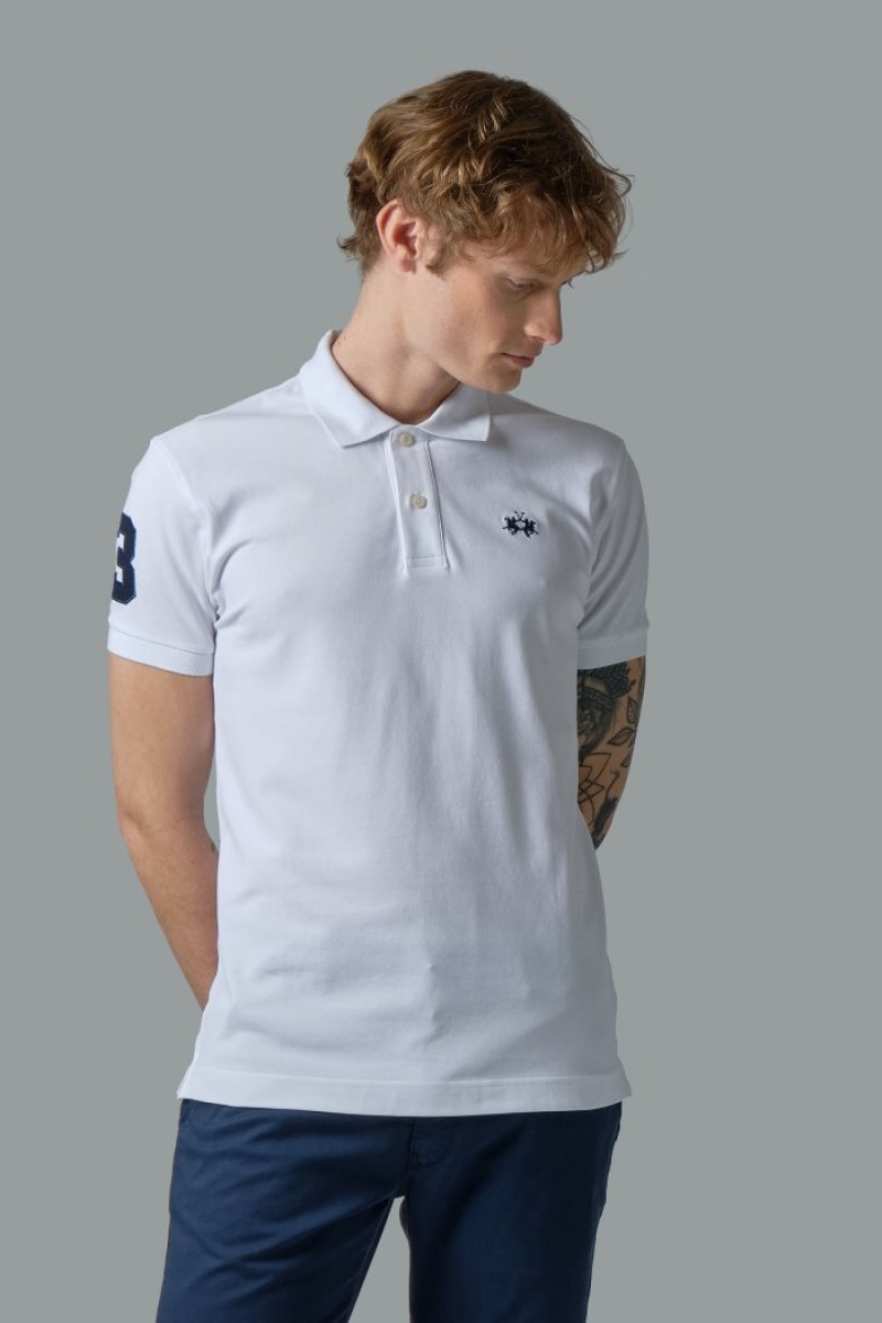 Polo La Martina Slim-fit Stretch Piqué Hombre Blancas Chile | VSE-9389