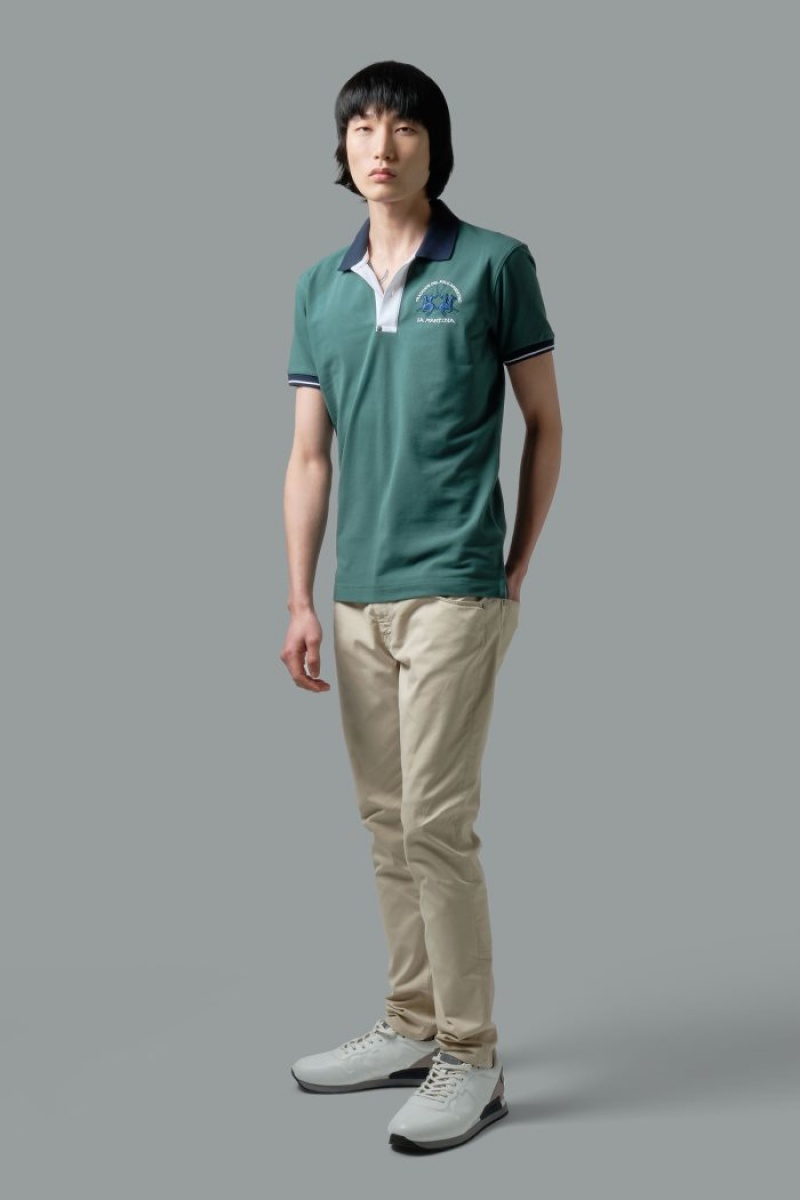 Polo La Martina Slim-fit Stretch Piqué Hombre Verde Chile | SGI-9442