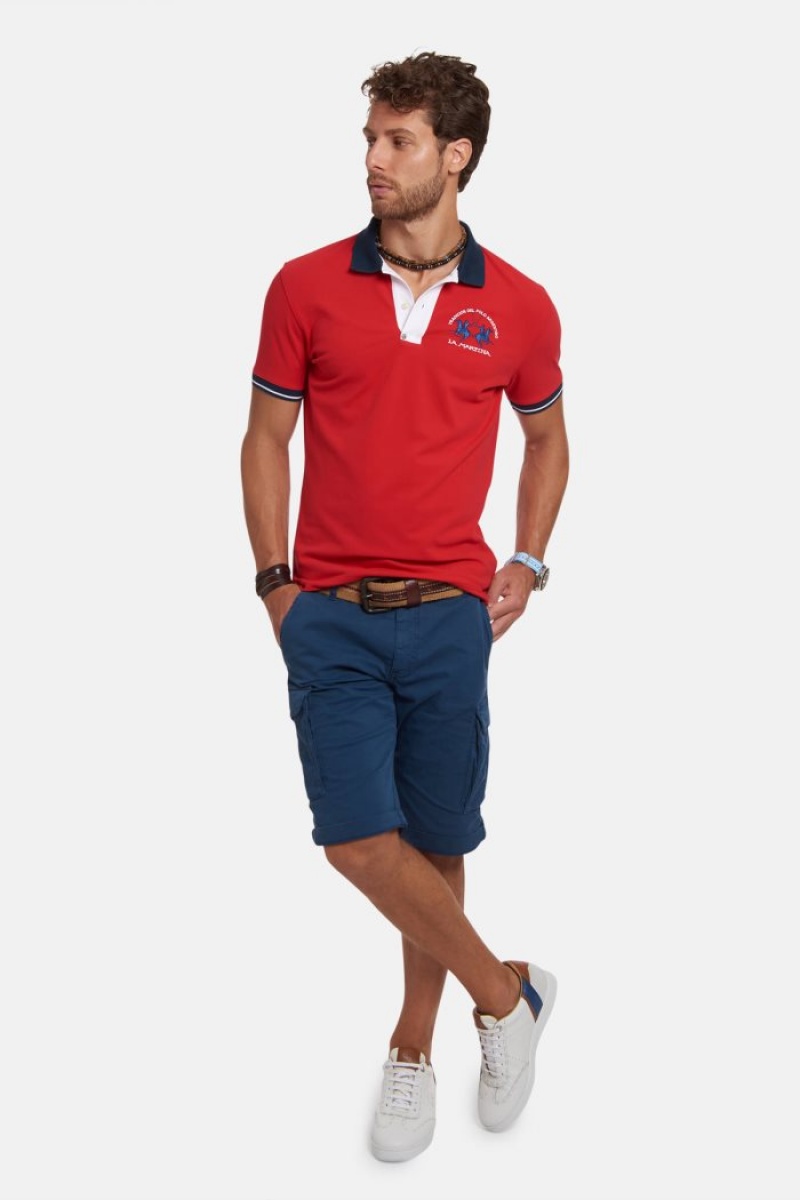 Polo La Martina Slim-fit Stretch Piqué Hombre Rojas Chile | ABF-3205