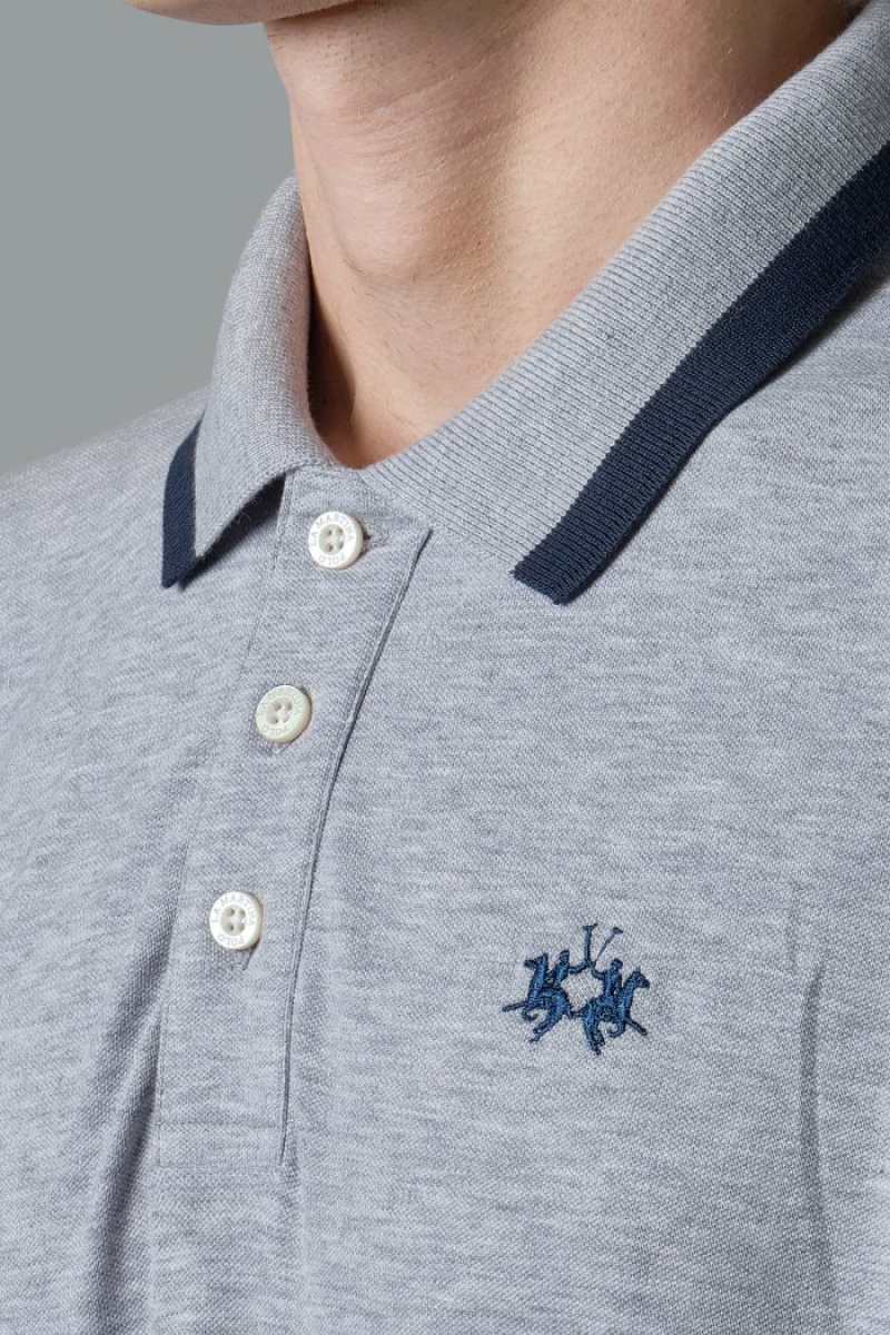 Polo La Martina Slim-fit Stretch Piqué Hombre Gris Claro Chile | LID-8917