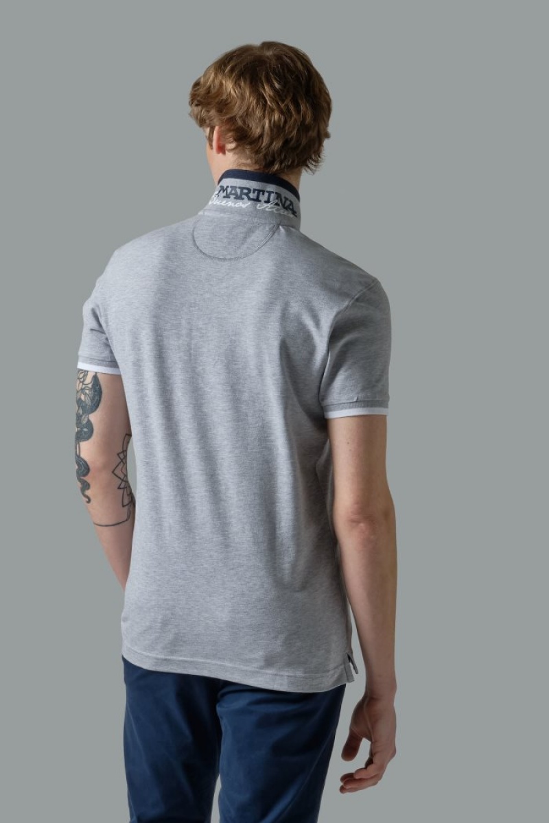 Polo La Martina Slim-fit Stretch Piqué Hombre Gris Claro Chile | LID-8917