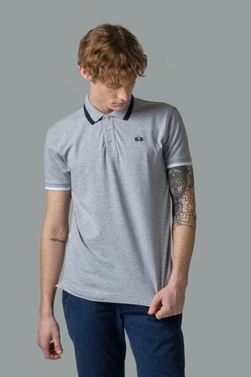 Polo La Martina Slim-fit Stretch Piqué Hombre Gris Claro Chile | LID-8917