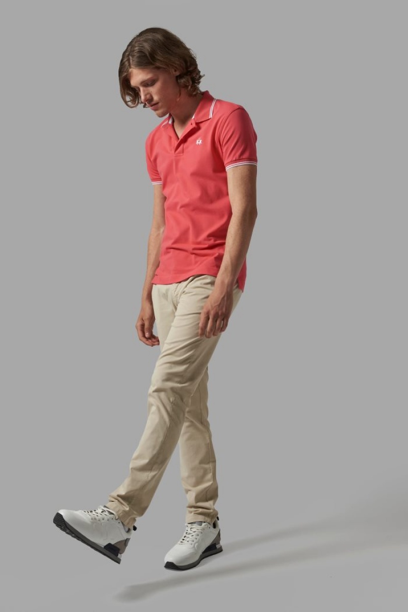 Polo La Martina Slim-fit Stretch Piqué Hombre Coral Chile | DBQ-9879