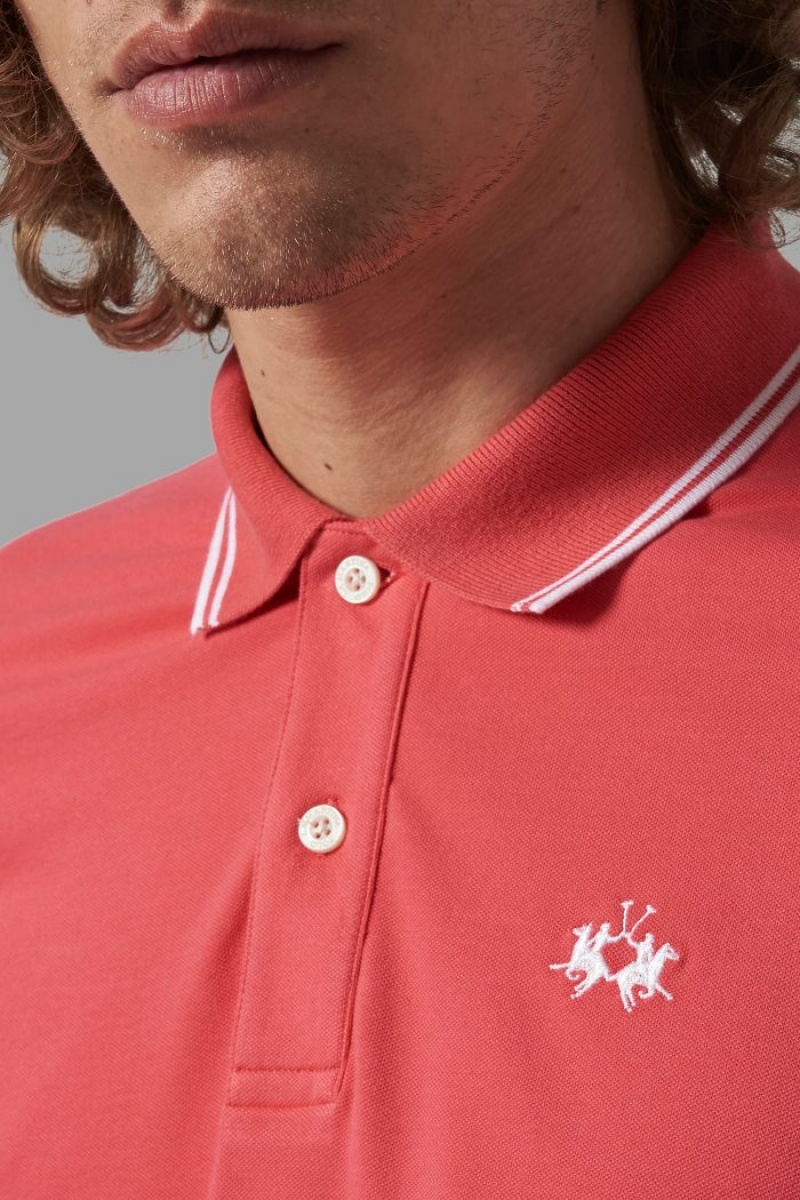 Polo La Martina Slim-fit Stretch Piqué Hombre Coral Chile | DBQ-9879