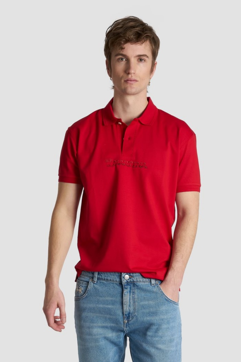 Polo La Martina Slim-fit Stretch Piqué Hombre Rojas Chile | FEK-8592