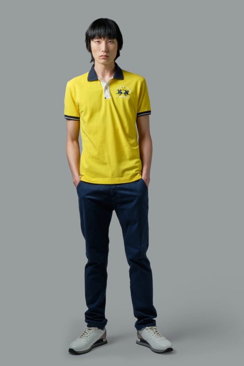 Polo La Martina Slim-fit Stretch Piqué Hombre Amarillo Chile | KNB-8310