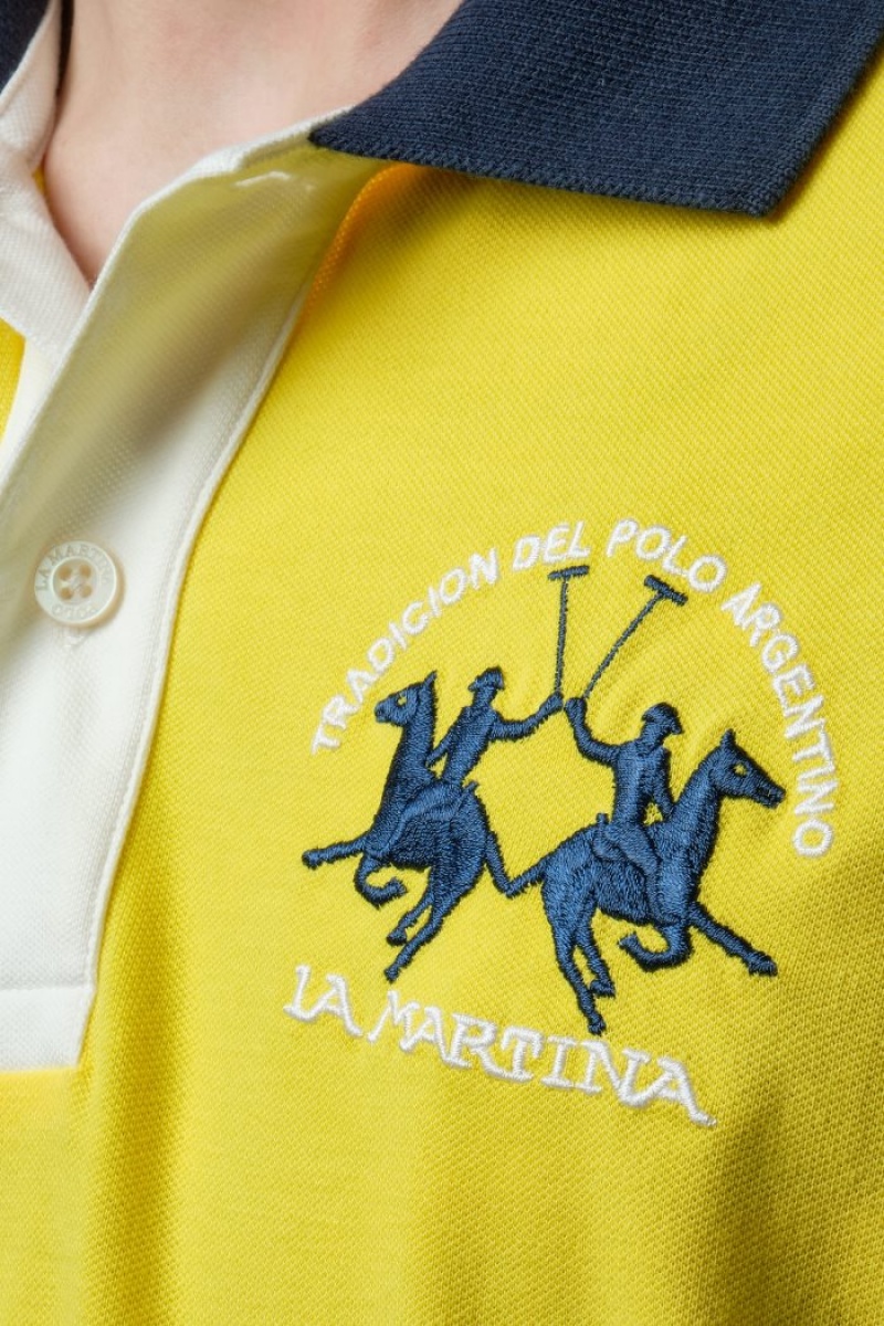 Polo La Martina Slim-fit Stretch Piqué Hombre Amarillo Chile | KNB-8310