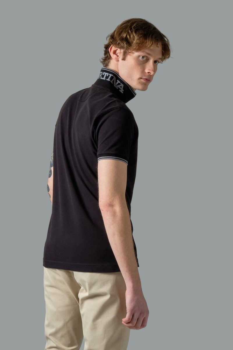 Polo La Martina Slim-fit Stretch Piqué Hombre Negras Chile | VRA-0069