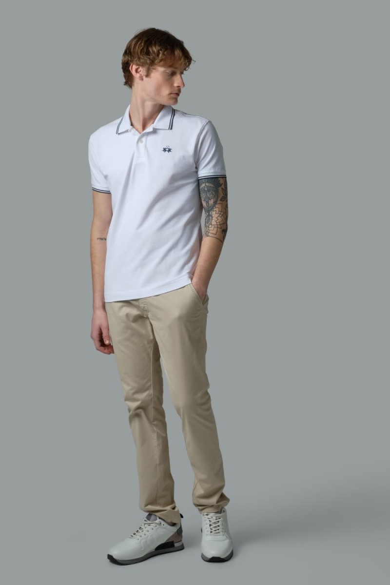 Polo La Martina Slim-fit Stretch Piqué Hombre Blancas Chile | WNP-6822