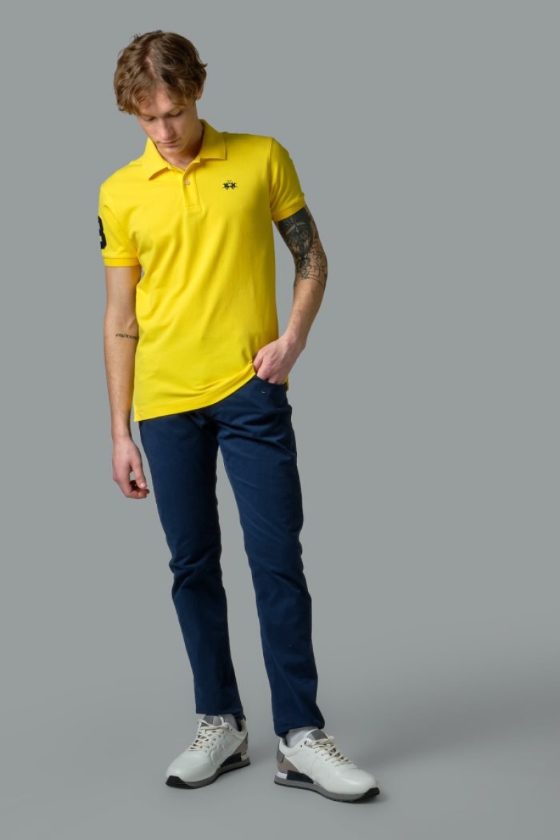 Polo La Martina Slim-fit Stretch Piqué Hombre Amarillo Chile | UHE-5931