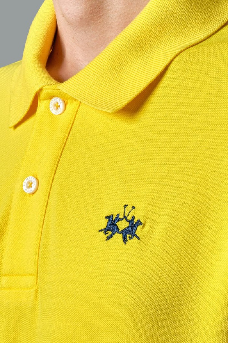 Polo La Martina Slim-fit Stretch Piqué Hombre Amarillo Chile | UHE-5931