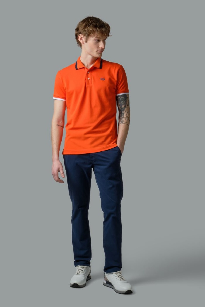 Polo La Martina Slim-fit Stretch Piqué Hombre Rojas Naranjas Chile | BQD-7116