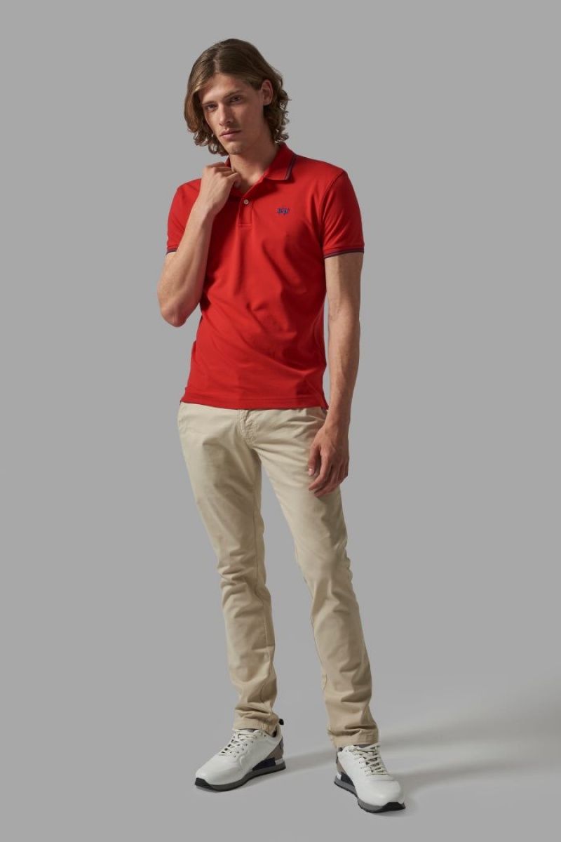 Polo La Martina Slim-fit Stretch Piqué Hombre Rojas Chile | KDS-7608