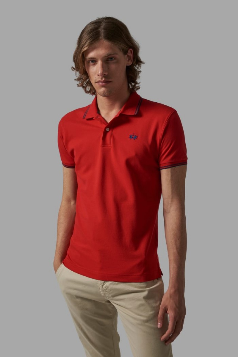 Polo La Martina Slim-fit Stretch Piqué Hombre Rojas Chile | KDS-7608