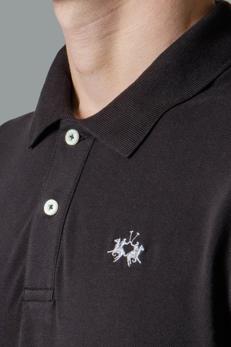 Polo La Martina Slim-fit Stretch Piqué Hombre Negras Chile | JHR-2715