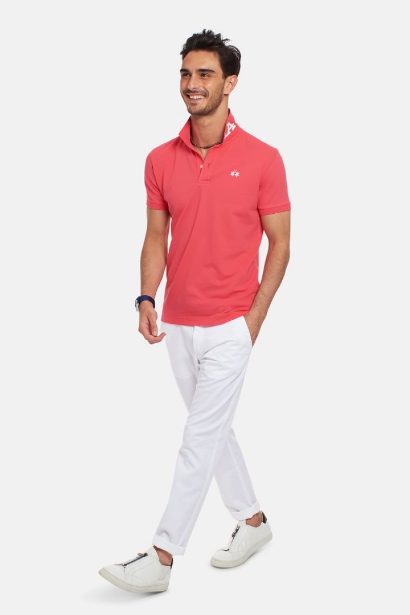 Polo La Martina Slim-fit Stretch Piqué Hombre Coral Chile | JVA-6356