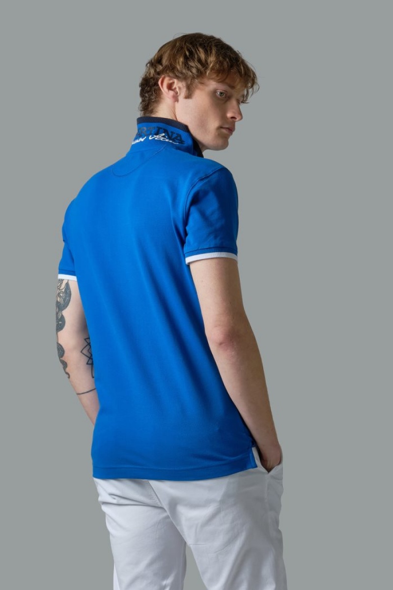 Polo La Martina Slim-fit Stretch Piqué Hombre Azules Chile | WXR-3803