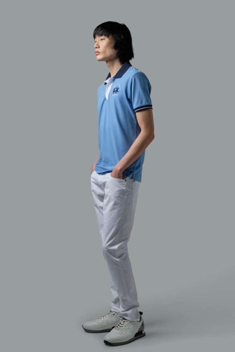 Polo La Martina Slim-fit Stretch Piqué Hombre Azules Chile | XJA-9766