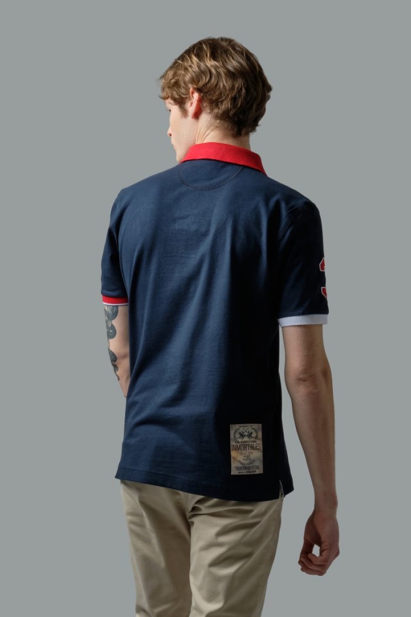 Polo La Martina Stretch Piqué Hombre Azul Marino Chile | RNI-3329