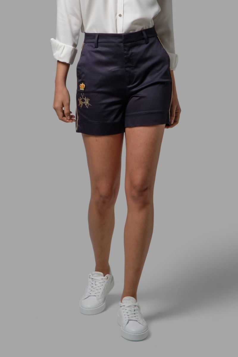 Short La Martina Regular-fit Stretch Cotton Mujer Azul Marino Chile | UZZ-5071