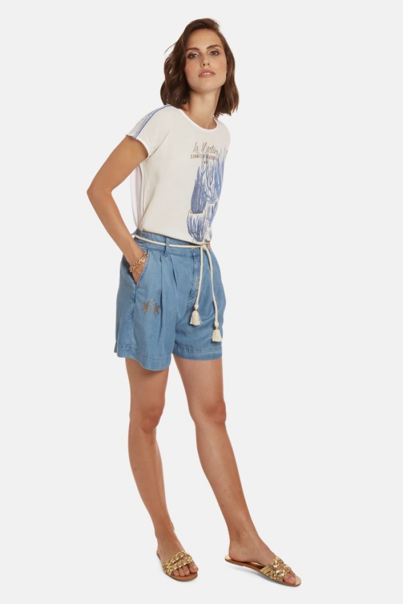 Short La Martina Regular-fit Tencel Mujer Indigo Chile | UEO-2064