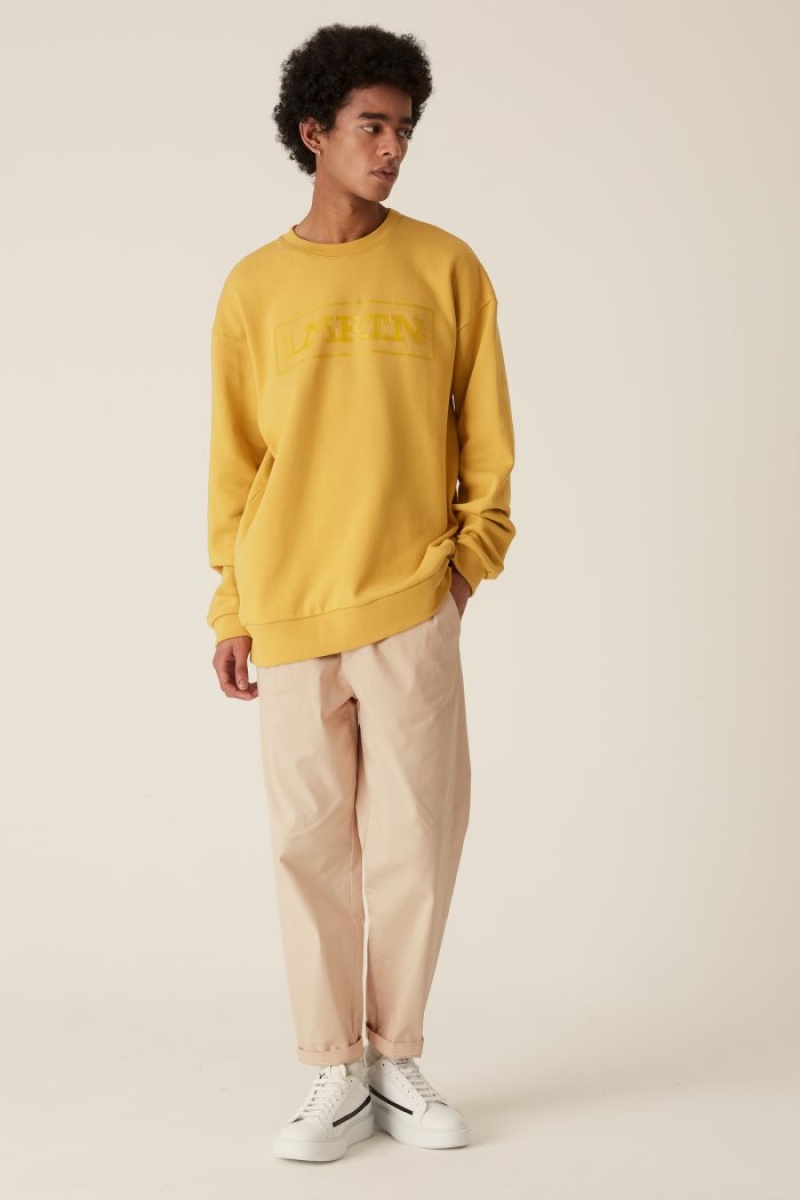 Sudadera La Martina LMRTN Crew-neck Amarillo Chile | OHD-6626