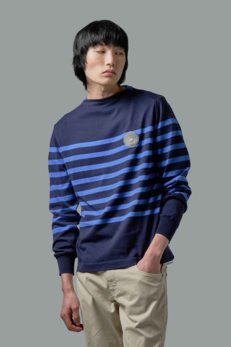 Sudadera La Martina Regular-fit Brushed Cotton Hombre Azul Marino / Azules Chile | PPU-7722