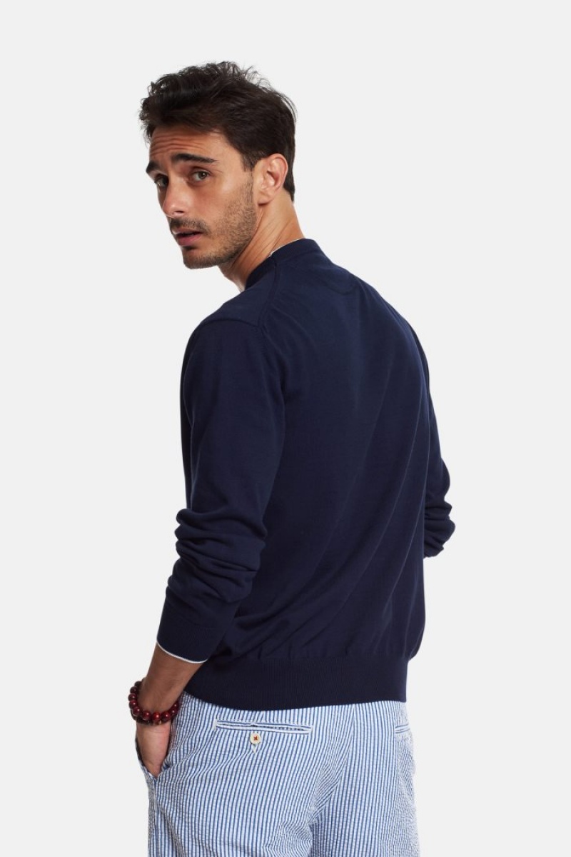 Sudadera La Martina Regular-fit Brushed Cotton Hombre Azul Marino Chile | ZYX-0291