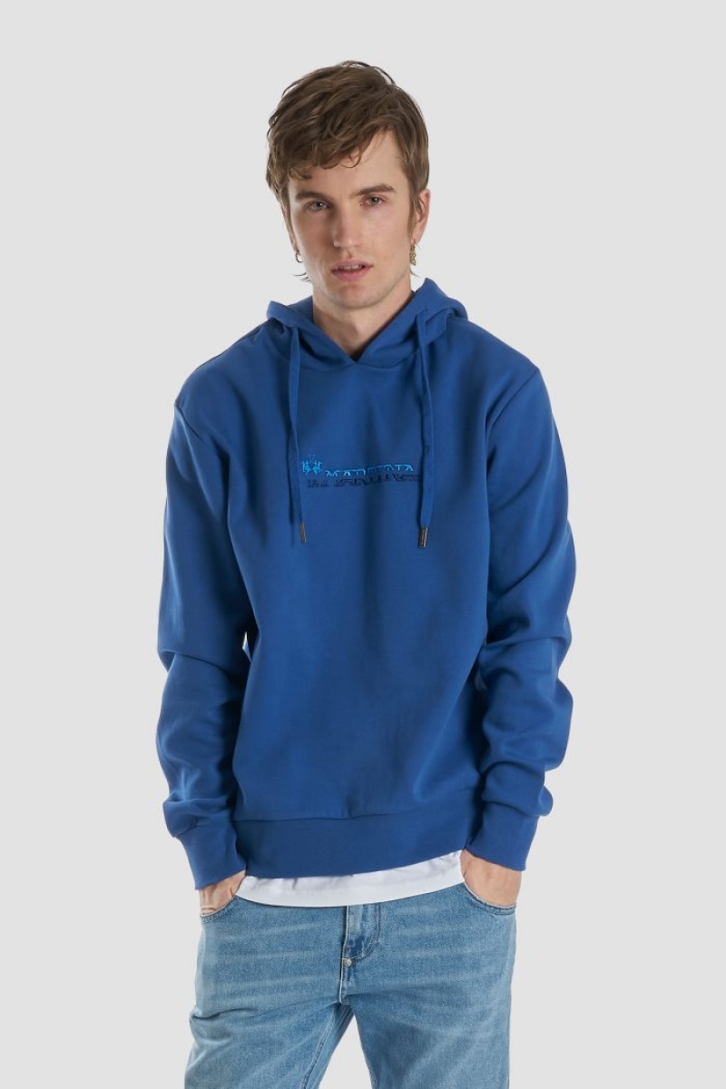 Sudadera La Martina Regular-fit Brushed Cotton Hombre Azules Chile | RWM-9067