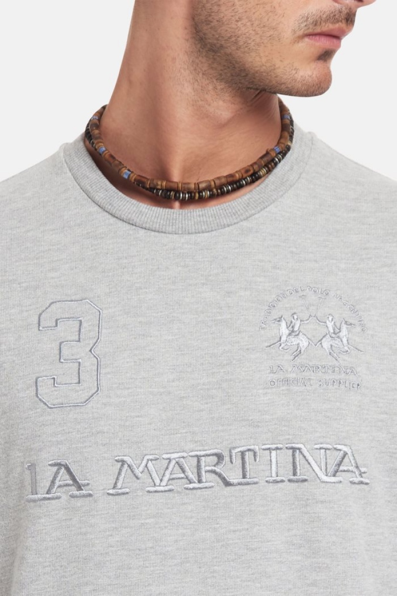 Sudadera La Martina Regular-fit Brushed Cotton Hombre Gris Claro Chile | GAG-7094