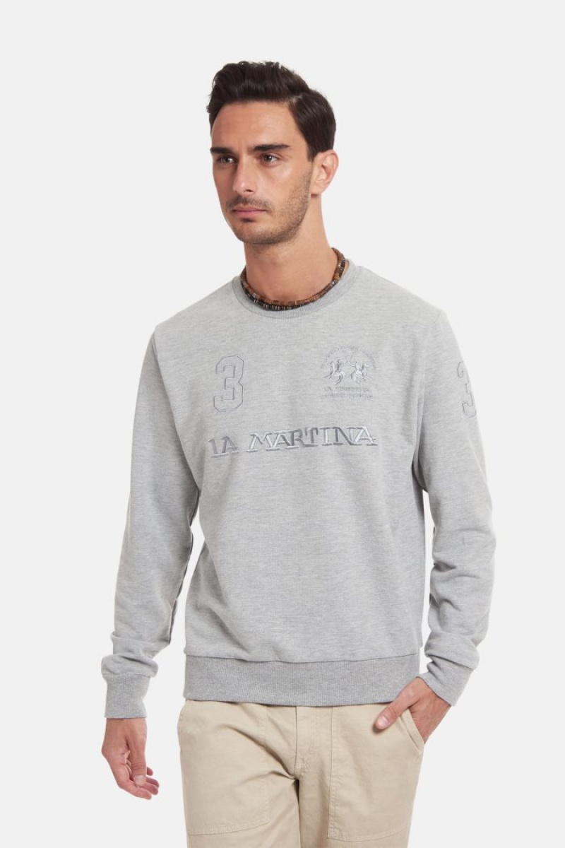 Sudadera La Martina Regular-fit Brushed Cotton Hombre Gris Claro Chile | GAG-7094