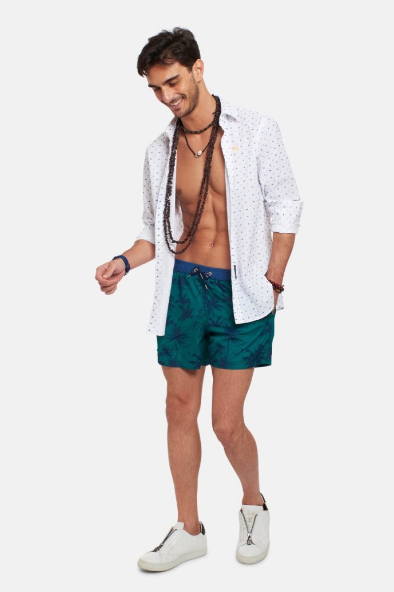 Swim Shorts La Martina Regular-fit Hombre Verde Chile | QOC-6061