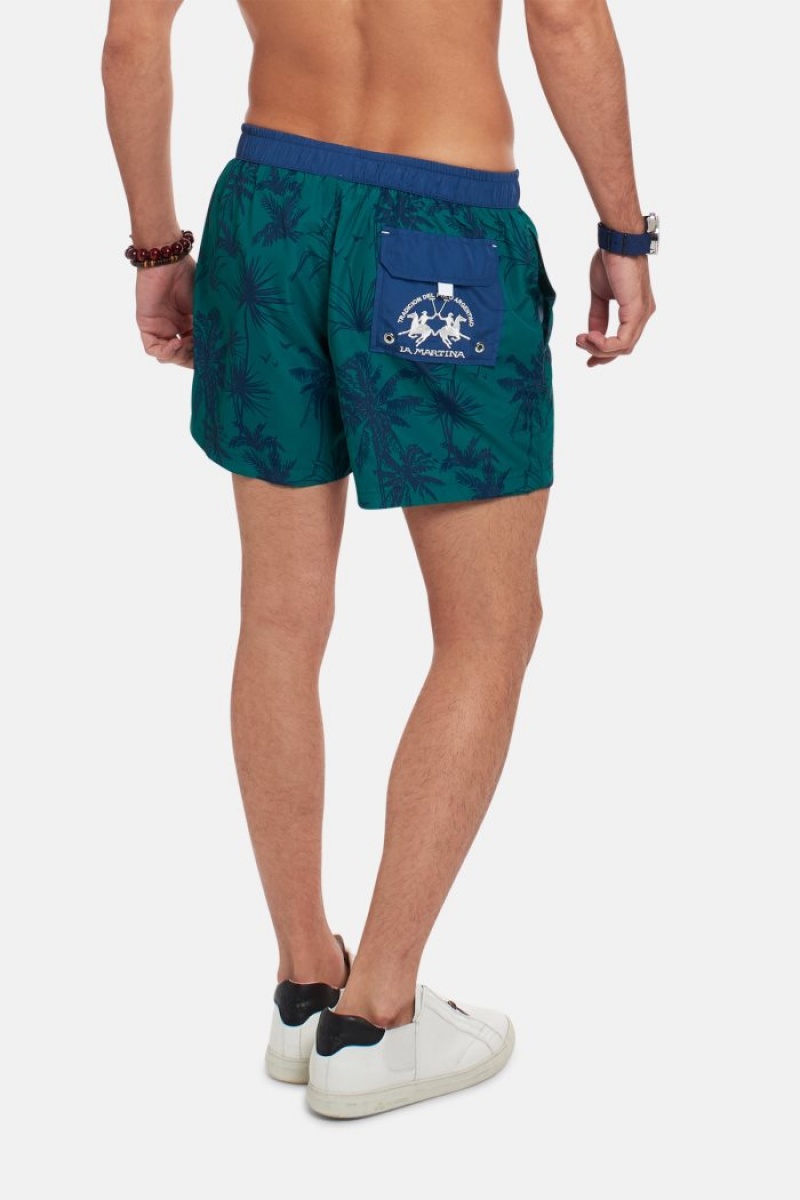 Swim Shorts La Martina Regular-fit Hombre Verde Chile | QOC-6061